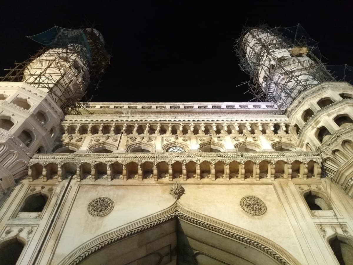 Charminar illuminated at night Hyderabad Telangana